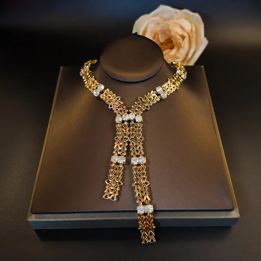 Italian Golden Zircon Fringed Necklace