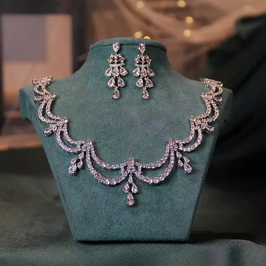Bridal Zircon Necklace & Earrings Set
