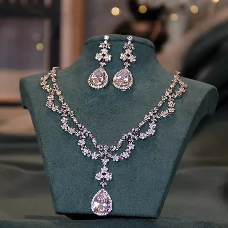 Bridal Zircon Necklace & Earrings Set