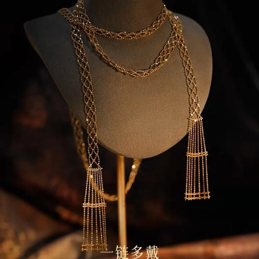 Italian Golden Zircon Fringed Necklace